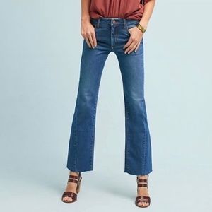 Anthro Pilcro High Rise Cropped Flare Raw Hem Jean